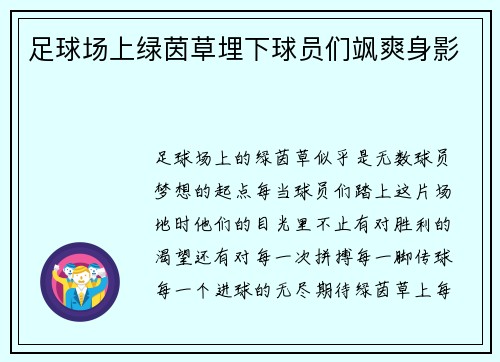 足球场上绿茵草埋下球员们飒爽身影